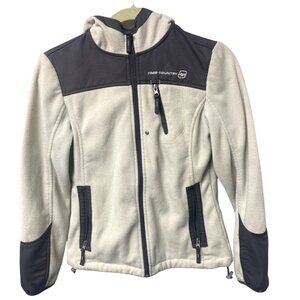 COPY - Retro Free Country Womens Fleece Jacket Gray/Tan Full-Zip Pockets Size X…